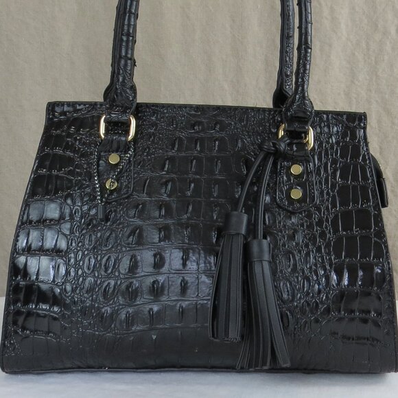 IMHeart Faux Croc Handbag Purse Black - Footed *missing crossbody strap - Picture 2 of 9